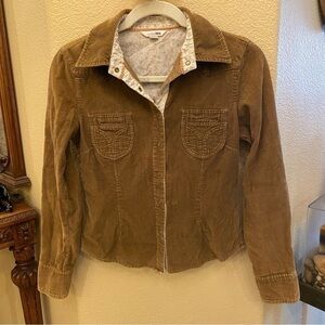 ANCHOR BLUE Girls Brown Corduroy Snap Buttons Boho Long Sleeve Top Size Medium